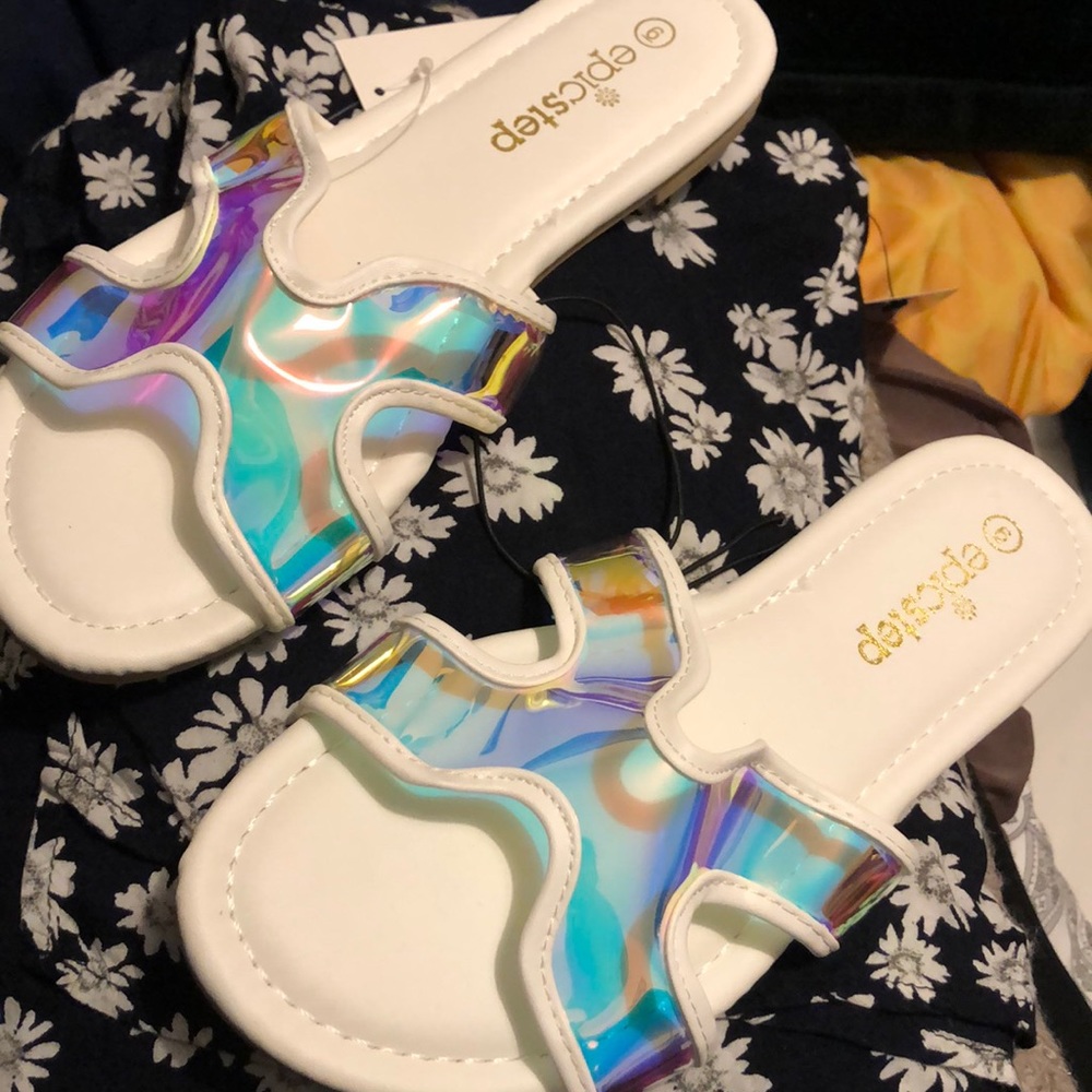 Iridescent sandals
